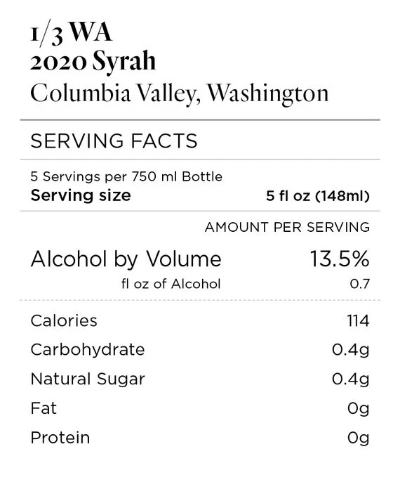 1/3 WA 2020 Syrah Columbia Valley, Washington - Image 4
