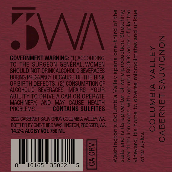 1/3 WA 2022 Cabernet Sauvignon Columbia Valley, Washington - Image 3