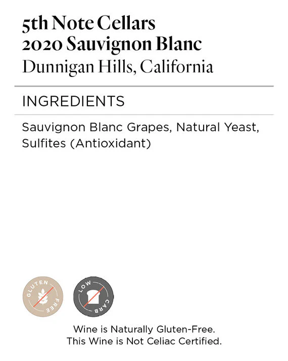 5th Note Cellars 2020 Sauvignon Blanc Dunnigan Hills, California - Image 5