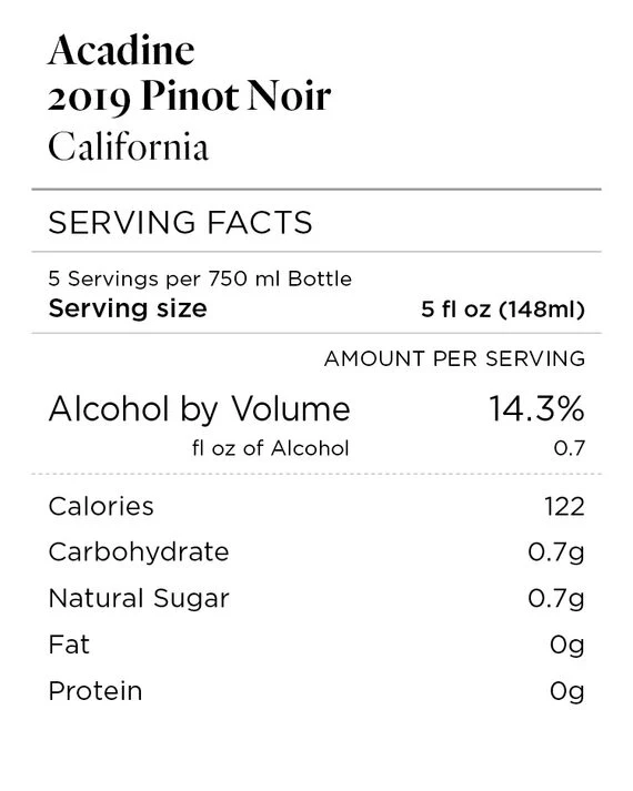 Acadine 2019 Pinot Noir California - Image 3