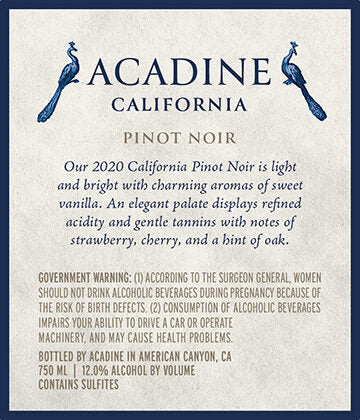 Acadine 2020 Pinot Noir, California - Image 3
