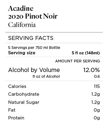 Acadine 2020 Pinot Noir, California - Image 4