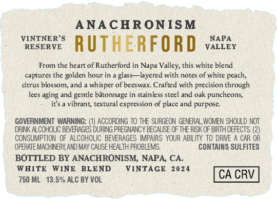 Anachronism 2024 Vintner's Reserve Rutherford Napa, California - Image 3