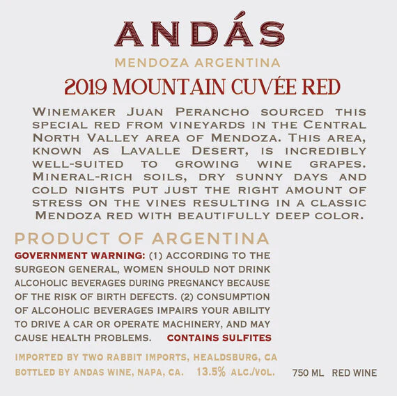 Andás 2019 Mountain Cuvée Red Mendoza, Argentina - Image 8