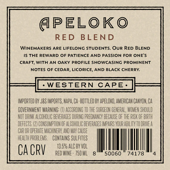 Apeloko 2020 Red Blend Western Cape, South Africa - Image 3