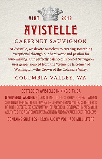 Avistelle 2018 Cabernet Sauvignon Columbia Valley, Washington - Image 3