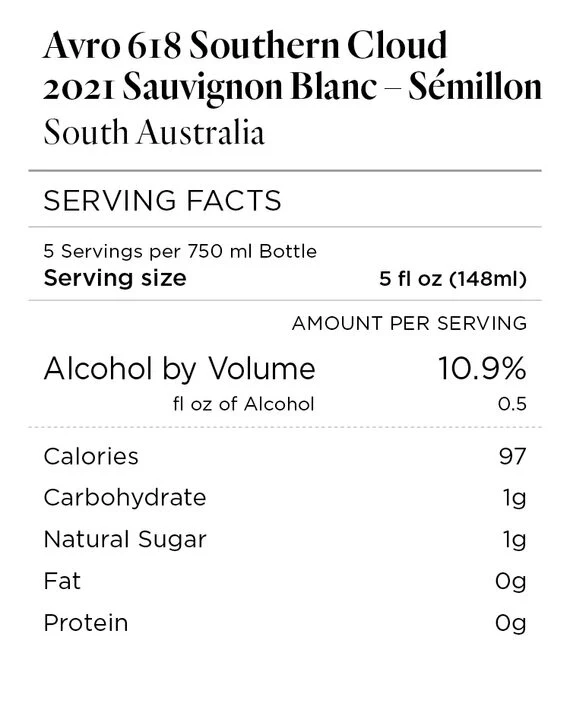 Avro 618 2021 Southern Cloud Sauvignon Blanc – Sémillon South Australia - Image 4
