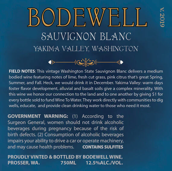 Bodewell 2019 Sauvignon Blanc Yakima Valley, Washington - Image 7