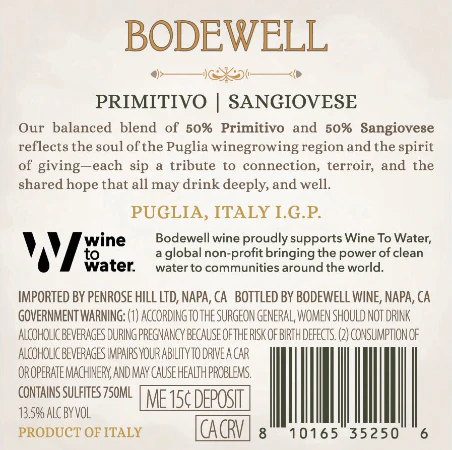 Bodewell 2024 Primitivo - Sangiovese Puglia IGT - Image 3