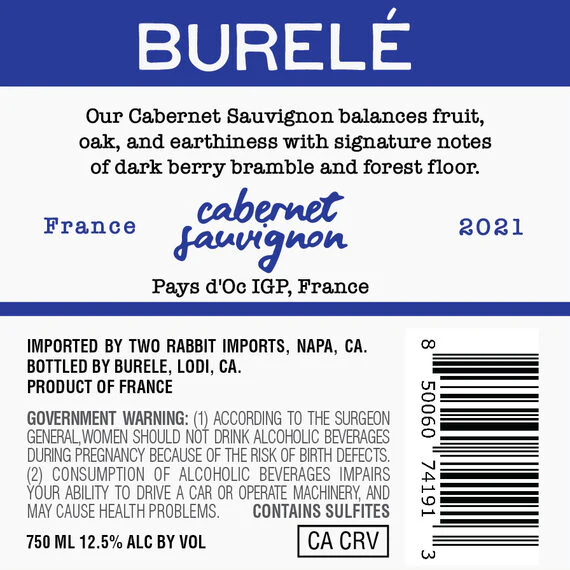 Burelé 2021 Cabernet Sauvignon Pays d'Oc IGP, France - Image 3