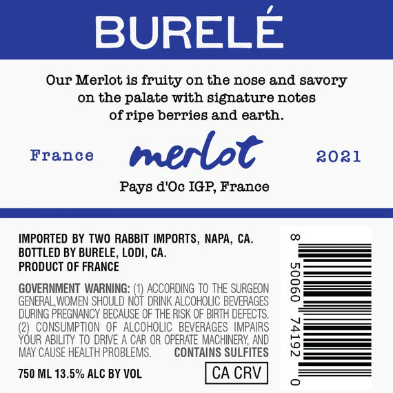 Burelé 2021 Merlot Pays d'Oc IGP, France - Image 3
