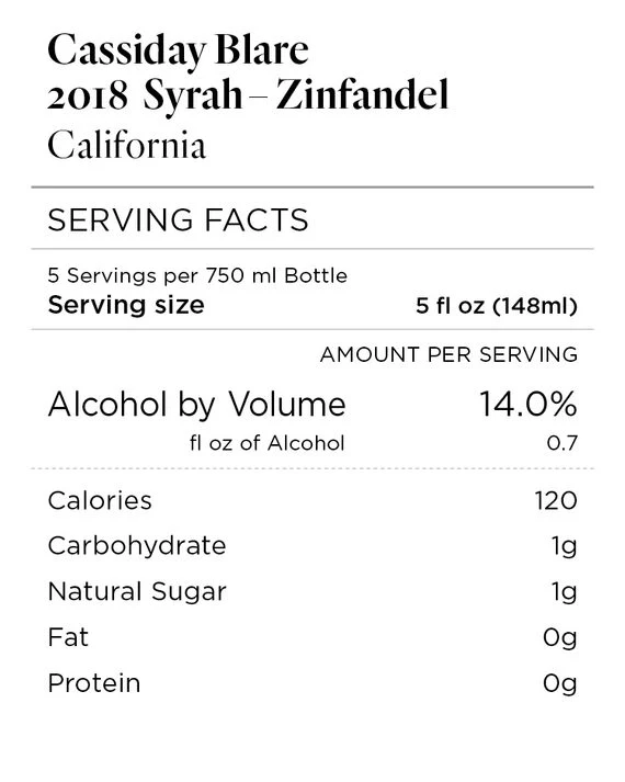 Cassiday Blare 2018 65% Syrah–32% Zinfandel–3% Cabernet Sauvignon California - Image 4