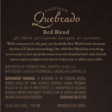 Castillo Quebrado 2020 Red Blend Maule Valley DO, Chile - Image 3
