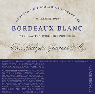 Ch. Philippe Jacques & Co. 2019 Bordeaux Blanc Bordeaux AOP, France - Image 3