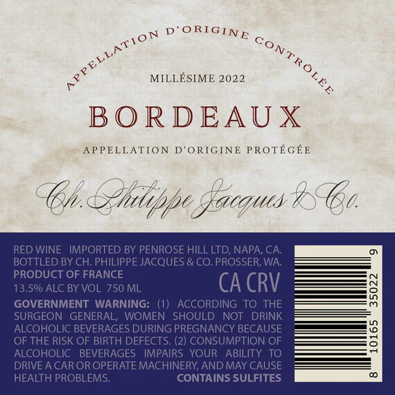 Ch. Philippe Jacques & Co. 2022 Red Blend Bordeaux AOC, France - Image 3