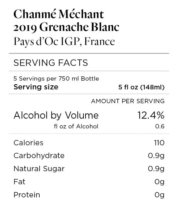 Chanmé Méchant 2019 Grenache Blanc Pays d'Oc IGP, France - Image 4