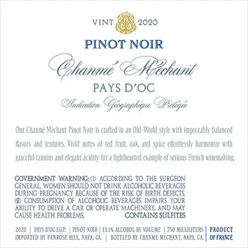 Chanmé Méchant 2020 Pinot Noir Pays d'Oc IGP, France - Image 3