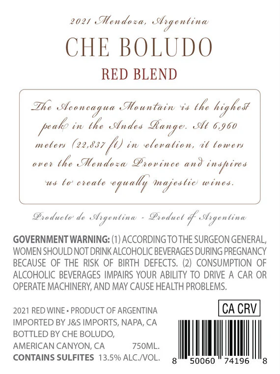 Che Boludo 2021 Red Blend Mendoza, Argentina - Image 3