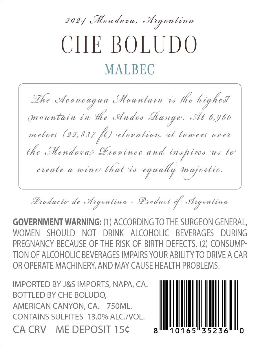 Che Boludo 2024 Malbec Mendoza, Argentina - Image 3