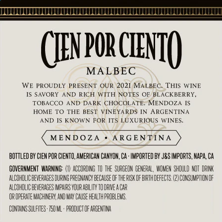 Cien por Ciento 2021 Malbec Mendoza, Argentina - Image 3