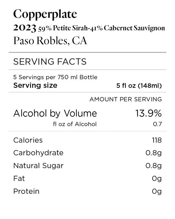 Copperplate 2023 Petite Sirah - Cabernet Sauvignon Paso Robles, California - Image 4