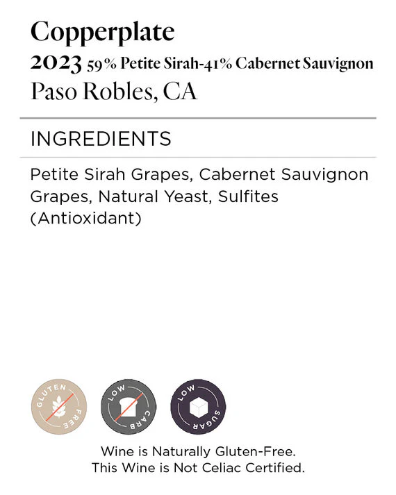 Copperplate 2023 Petite Sirah - Cabernet Sauvignon Paso Robles, California - Image 5