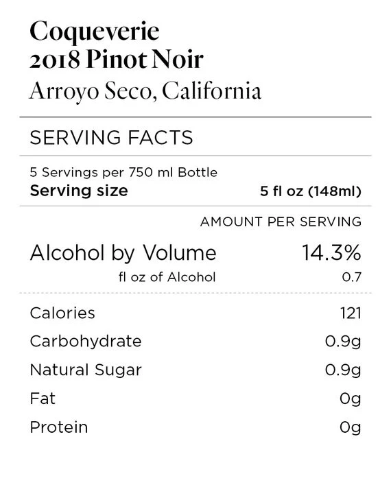 Coqueverie 2018 Pinot Noir Arroyo Seco, California - Image 3