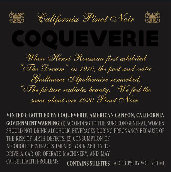 Coqueverie 2020 Pinot Noir, California - Image 3