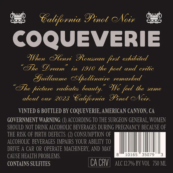 Coqueverie 2023 Pinot Noir, California - Image 3