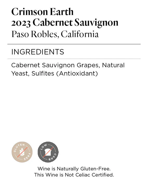 Crimson Earth 2023 Cabernet Sauvignon Paso Robles, California - Image 4