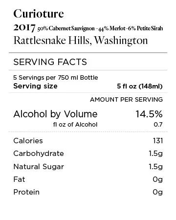 Curioture 2017 Cabernet – Merlot – Petite Sirah Rattlesnake Hills, Washington - Image 4