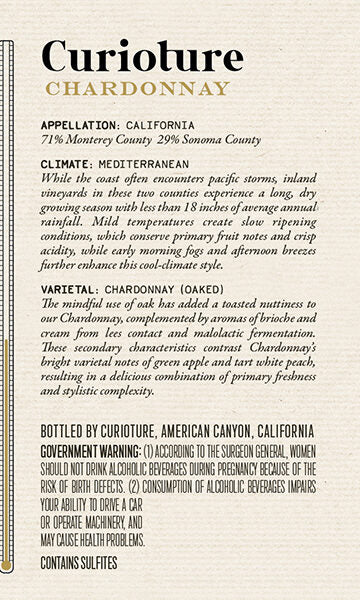 Curioture 2018 Chardonnay Monterey County - Sonoma County, California - Image 3