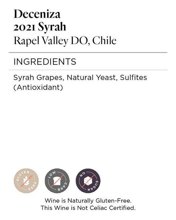 Deceniza 2021 Syrah Rapel Valley DO, Chile - Image 5