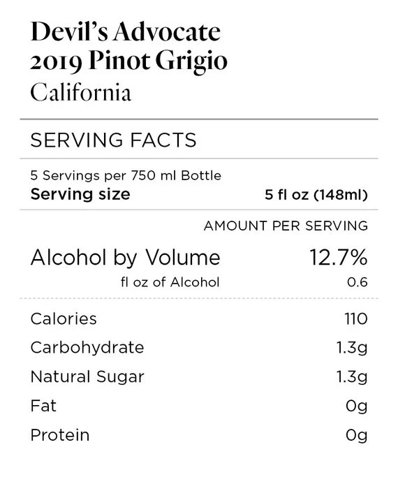Devil's Advocate 2019 Pinot Grigio, California - Image 4