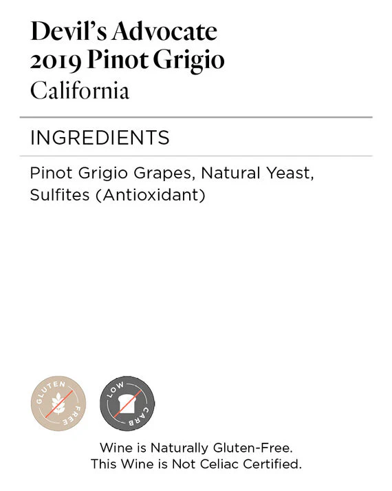 Devil's Advocate 2019 Pinot Grigio, California - Image 5