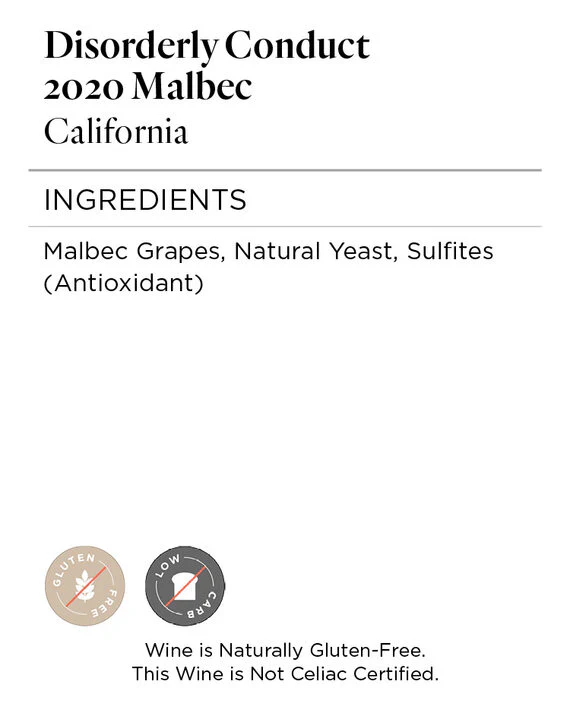 Disorderly Conduct 2020 Mischievous Malbec California - Image 5