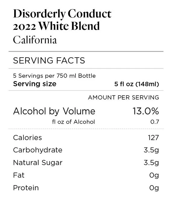 Disorderly Conduct 2022 White Blend, California - Image 4