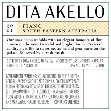 Dita Akello 2021 Fiano South Eastern Australia, Australia - Image 3