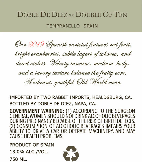 Doble de Diez 2019 Tempranillo Spain - Image 6