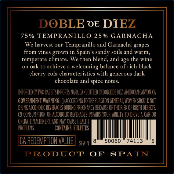 Doble de Diez 2020 Tempranillo - Garnacha, Spain - Image 3