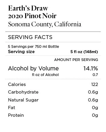 Earth's Draw 2020 Pinot Noir Sonoma County, California - Image 4