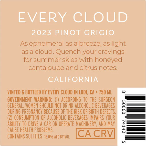Every Cloud 2023 Pinot Grigio, California - Image 3