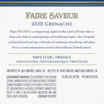 Faire Saveur 2020 Grenache Pays d'Oc IGP, France - Image 3