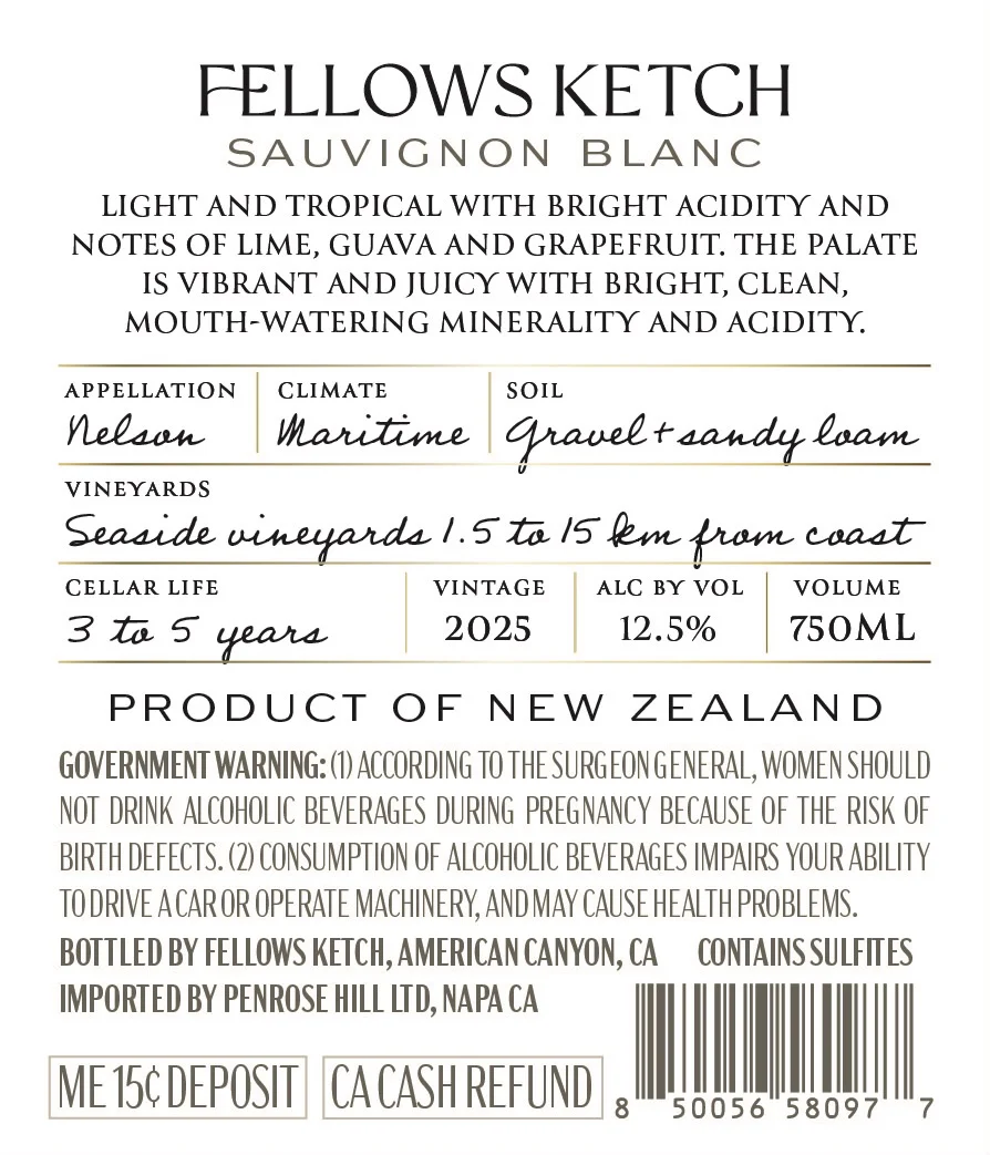 Fellow's Ketch 2025 Sauvignon Blanc Nelson, New Zealand - Image 3