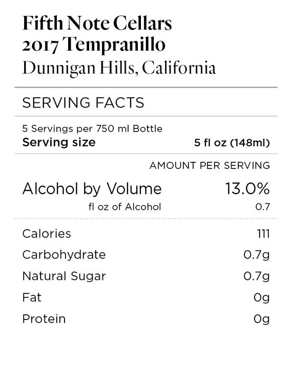 Fifth Note Cellars 2017 Tempranillo Dunnigan Hills, California - Image 4