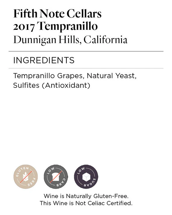 Fifth Note Cellars 2017 Tempranillo Dunnigan Hills, California - Image 5