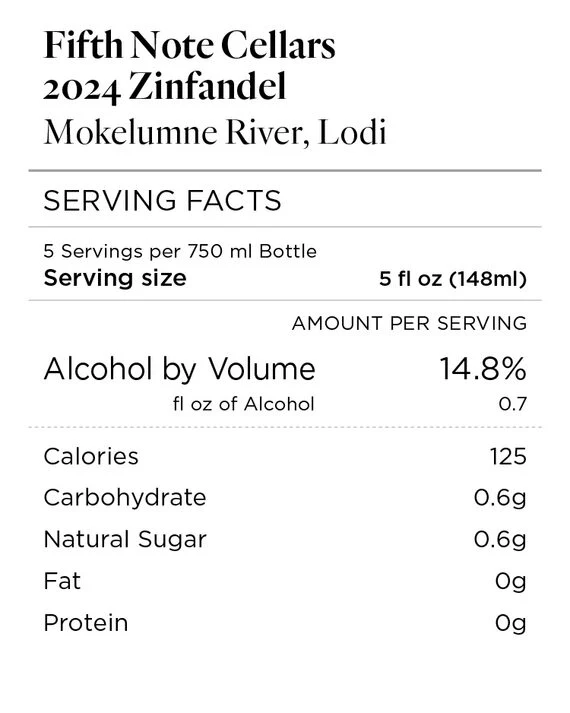 Fifth Note Cellars 2024 Zinfandel Mokelumne River Lodi, California - Image 4