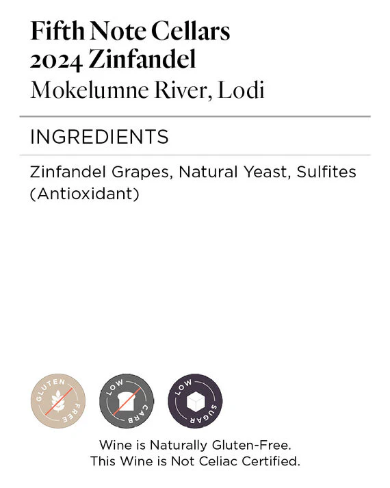 Fifth Note Cellars 2024 Zinfandel Mokelumne River Lodi, California - Image 5