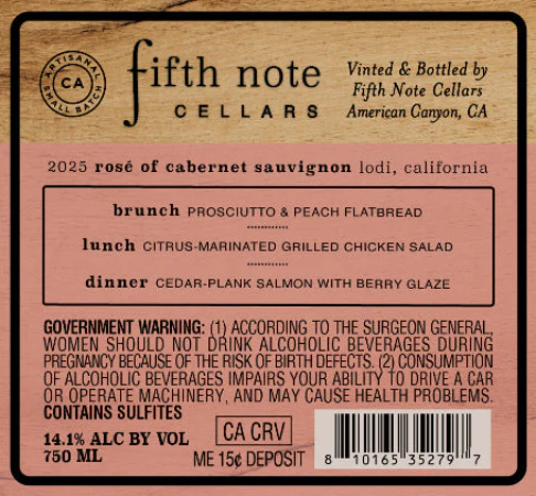 Fifth Note Cellars 2025 Rosé of Cabernet Sauvignon Lodi, California - Image 3