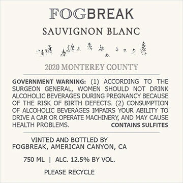 FogBreak 2020 Sauvignon Blanc Monterey County, California - Image 3